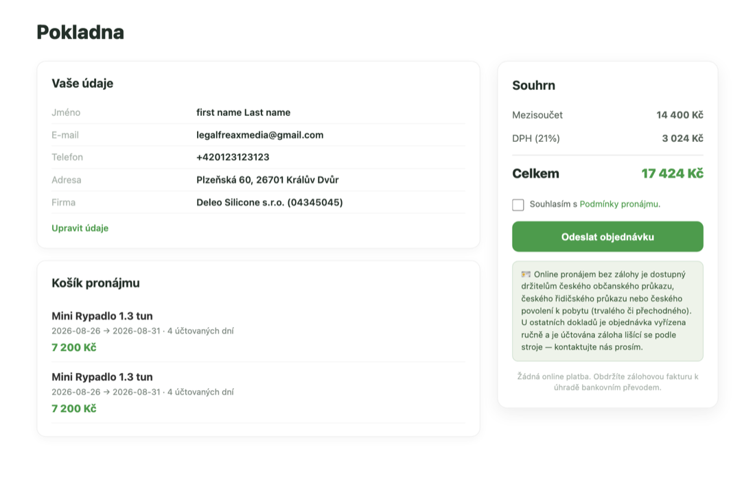 Objednávka a platba